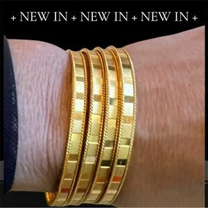 Square and Rope Design 22K Gold Plated Set of 4 Bangles Brand NEW